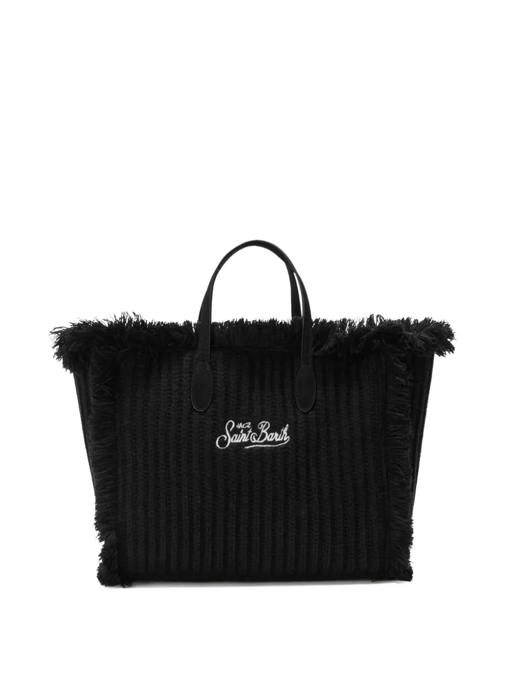 MC2 Saint Barth fringed embroidered-logo tote bag - Zwart