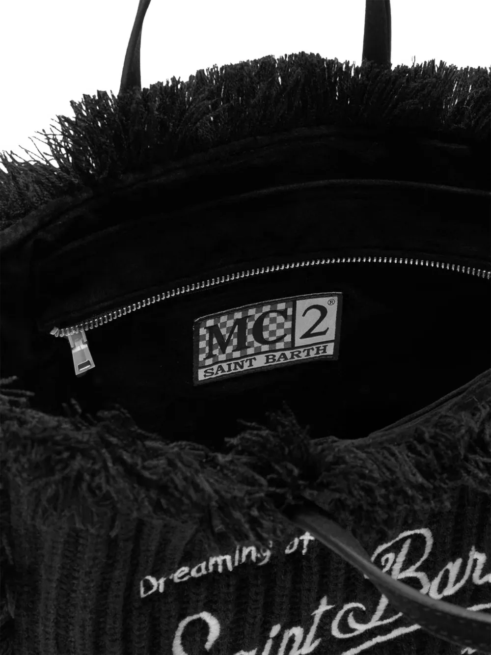 MC2 Saint Barth fringed embroidered-logo tote bag Zwart