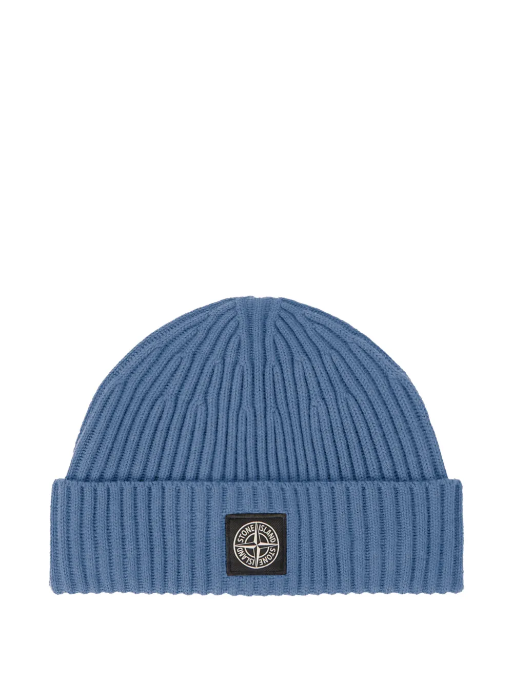 Stone Island ribbed logo-patch beanie hat | Blue | Image 1