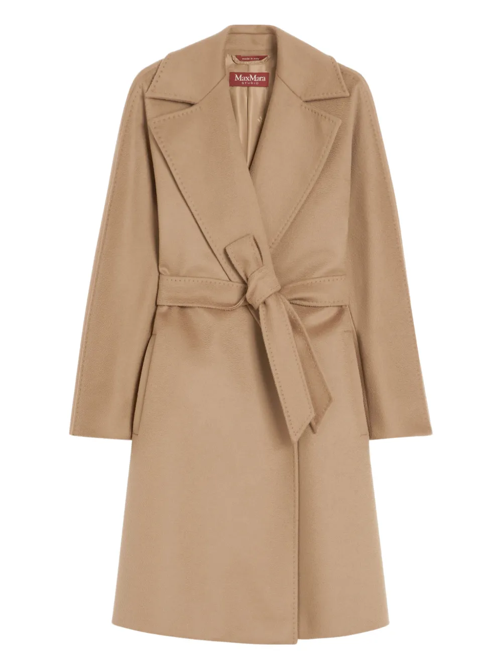Max Mara Belt-fastening Coat In Brown