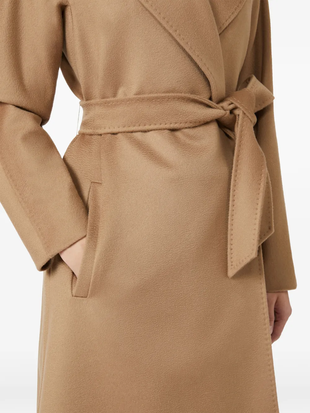 Max Mara Belt-fastening Coat In Brown