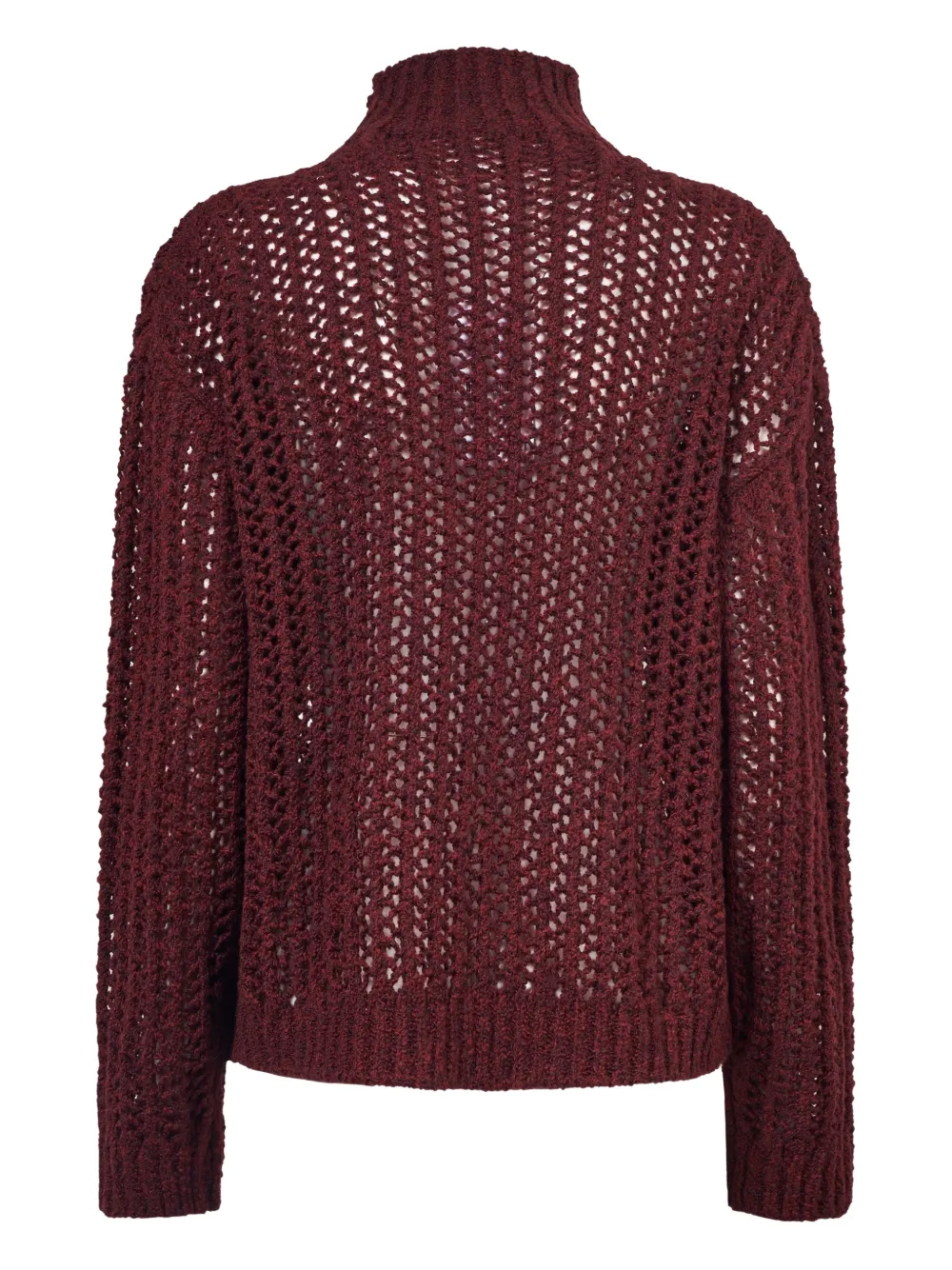 Max Mara Open-knit High-neck Sweater In Burgundy