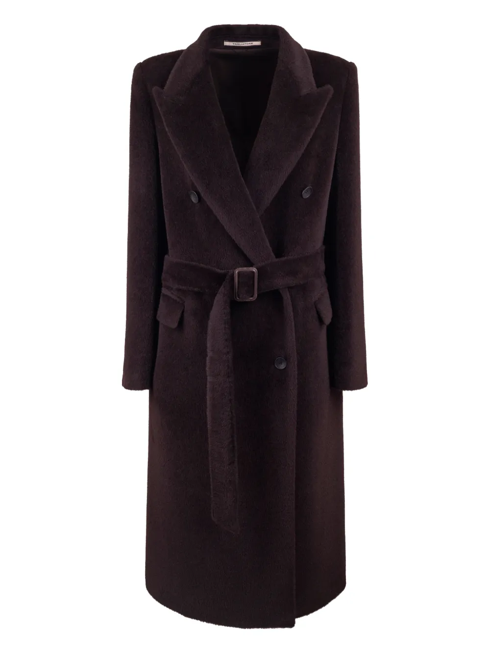 Tagliatore Jole double-breasted belted coat Bruin