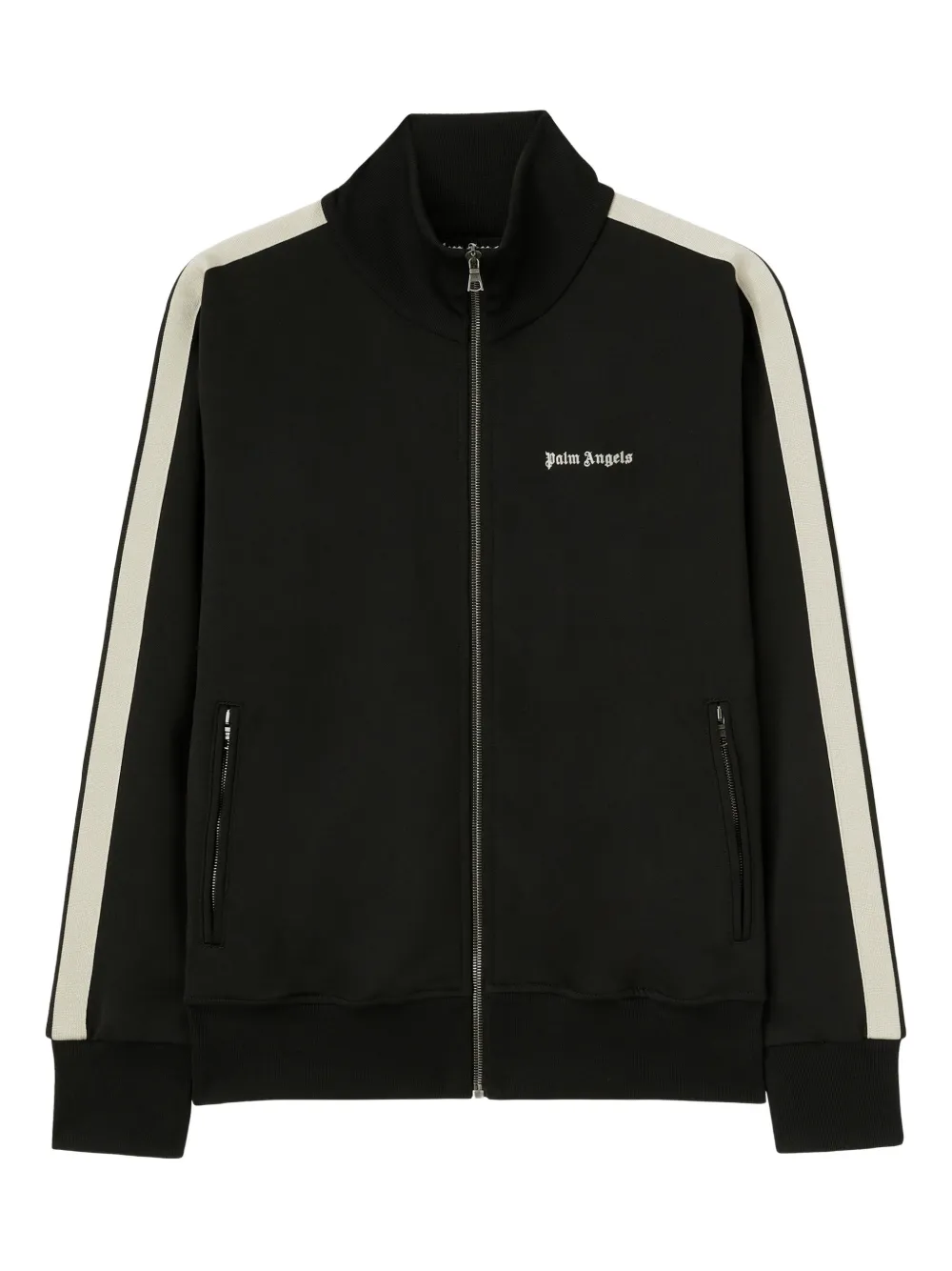 Palm Angels logo-embroidered zip-up jacket Zwart