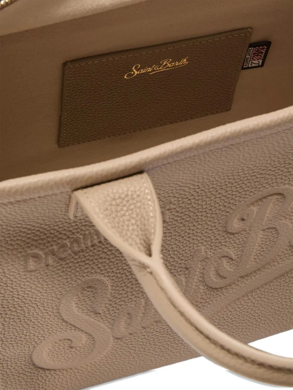 Mc2 Saint Barth Midi Vanity Debossed Leather Tote Bag In Neutral