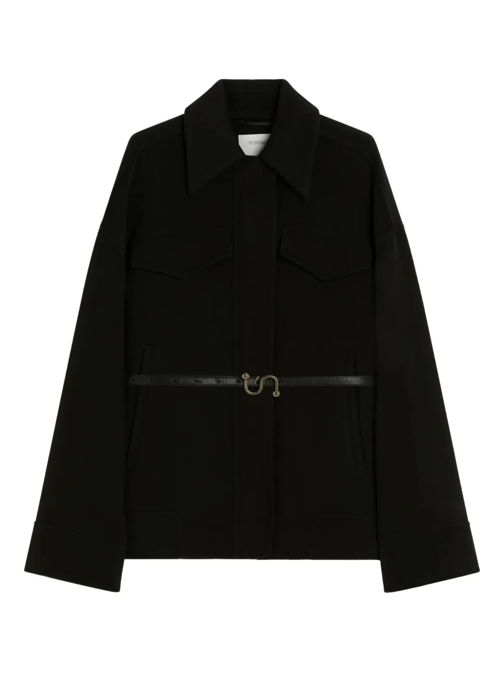 Max Mara Belted Zip-fastening Jacket In Black