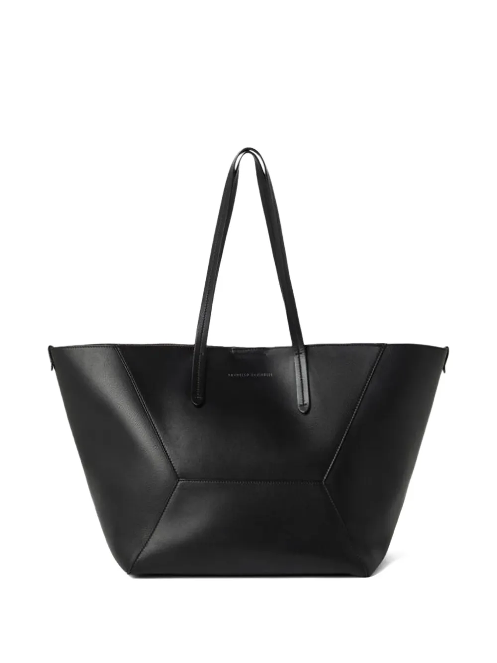 Brunello Cucinelli Grote BC Duo shopper met vlakken Zwart