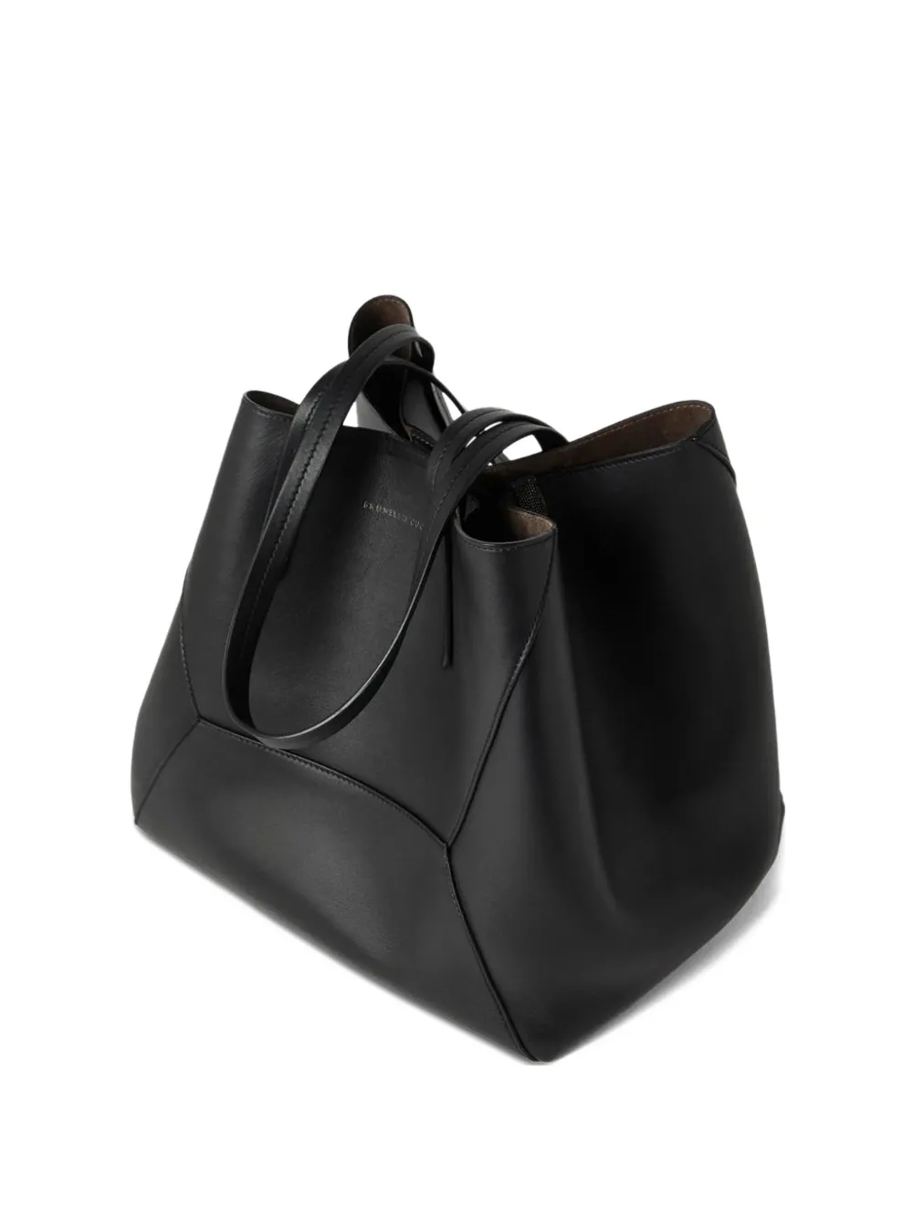 Brunello Cucinelli Grote BC Duo shopper met vlakken Zwart