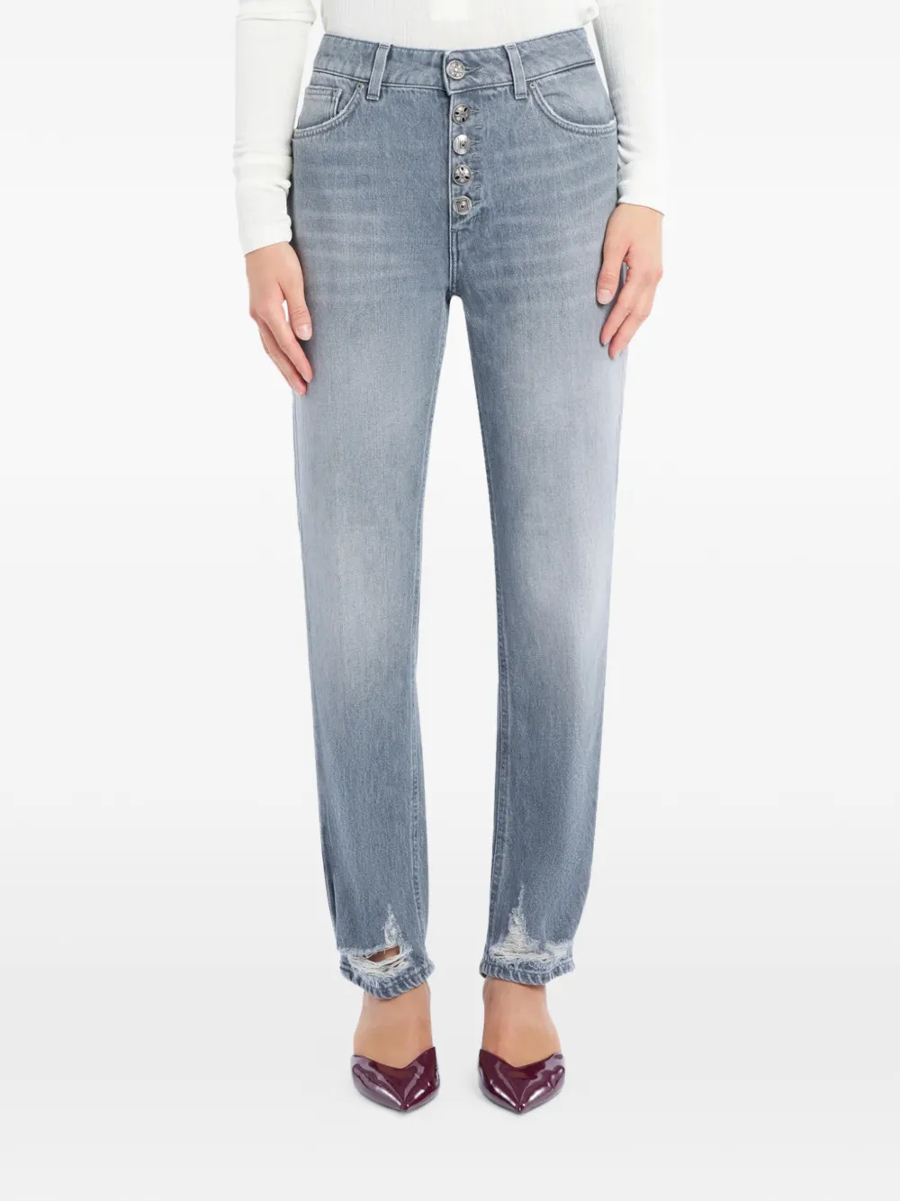 DONDUP Button distressed trousers - Grijs