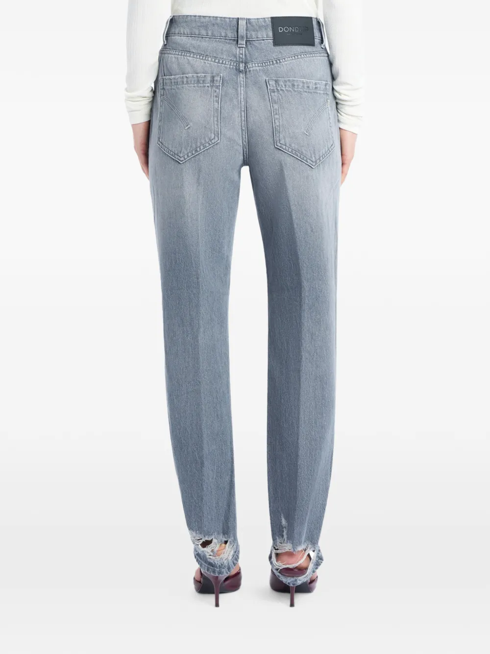 Dondup Button Distressed Trousers In Gray