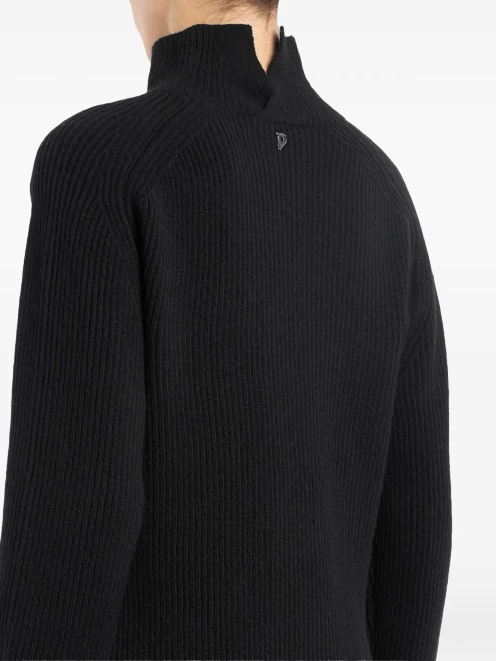 Dondup Logo-plaque High-neck Mini Dress In Black