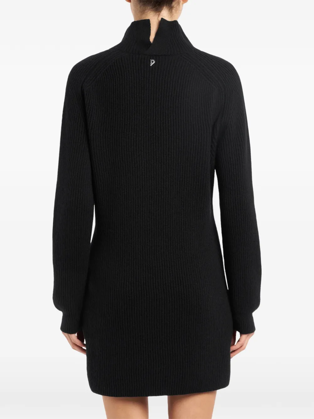 Dondup Logo-plaque High-neck Mini Dress In Black