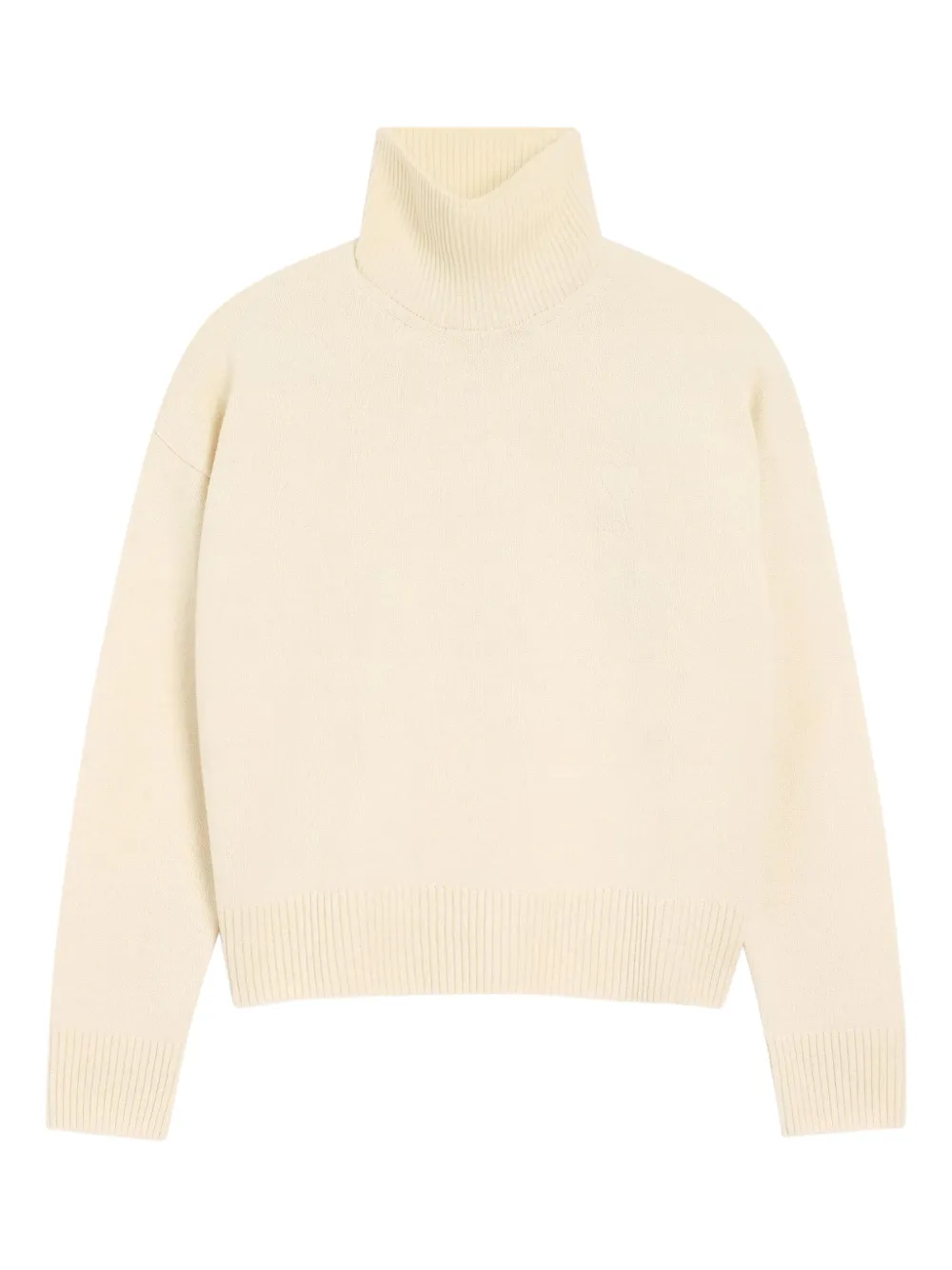 AMI Paris roll-neck logo sweater Beige