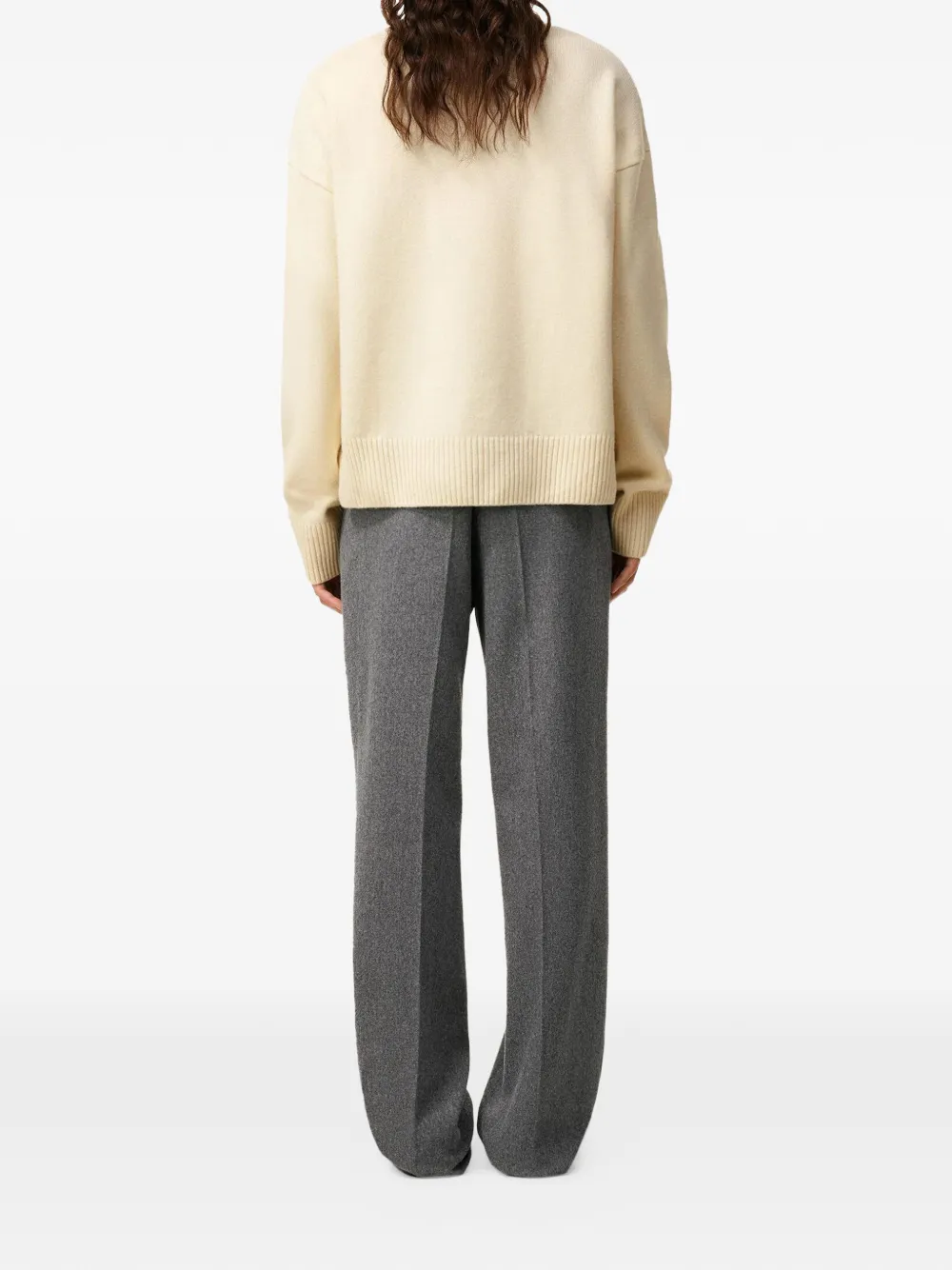 AMI Paris roll-neck logo sweater Beige