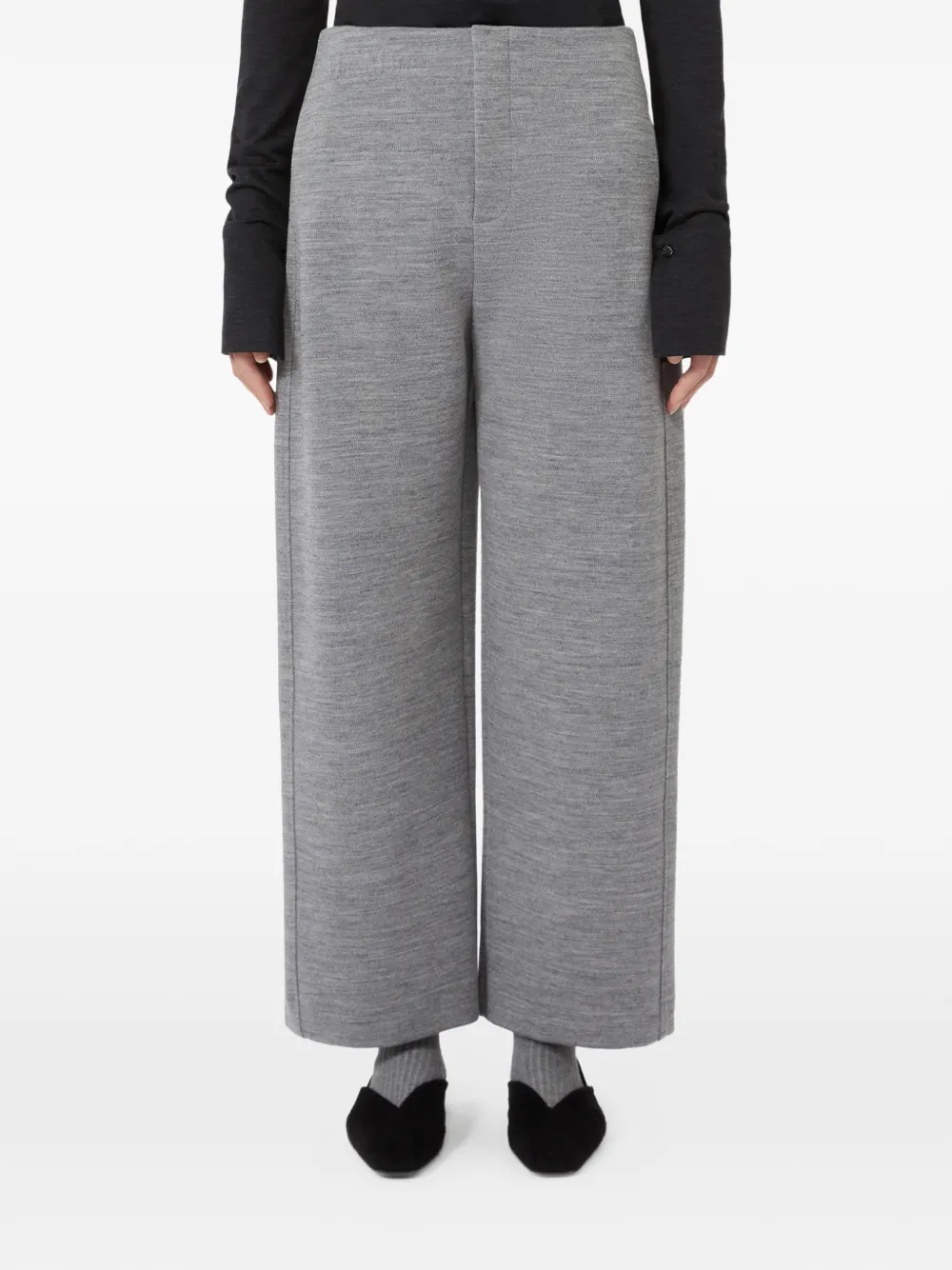 Max Mara Stitch-detail Side-pocket Cropped Trousers In Gray