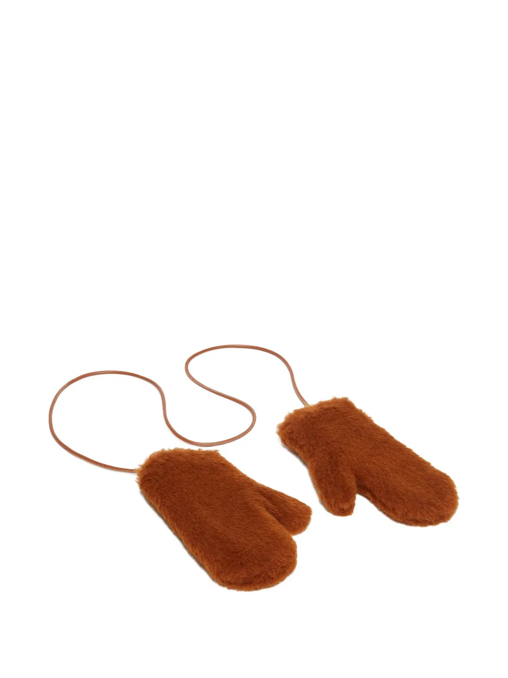 Max Mara furry-texture mittens - Bruin