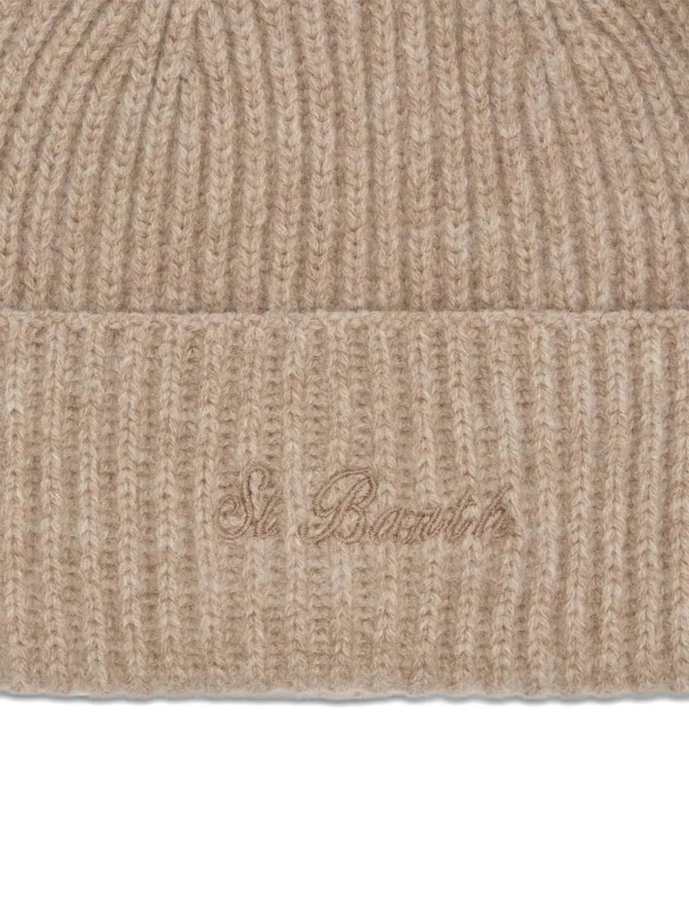 Mc2 Saint Barth Ribbed Logo-embroidered Beanie In Brown