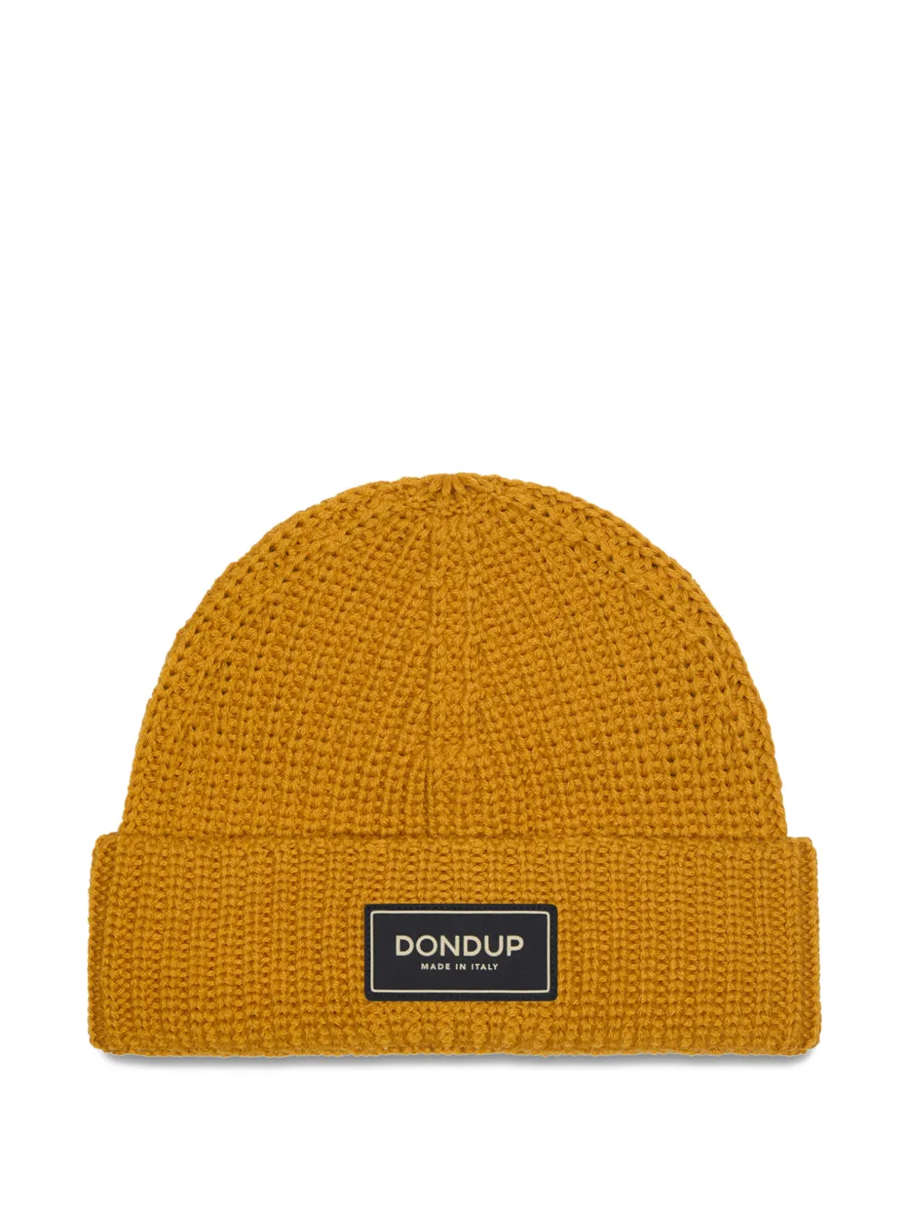 Dondup Ribbed Logo-plaque Beanie Hat In Orange