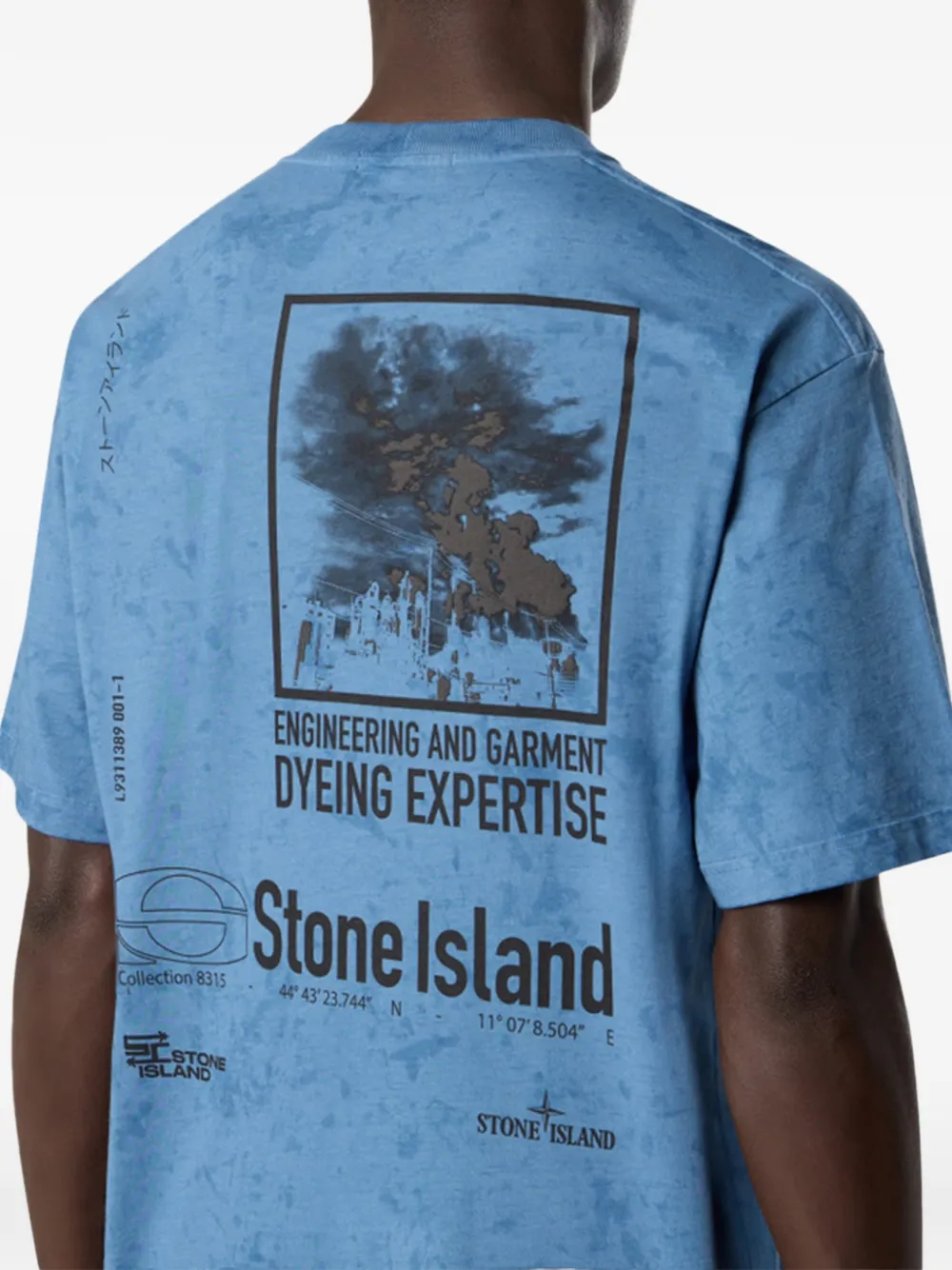 Stone Island logo graphic-print T-shirt Blauw
