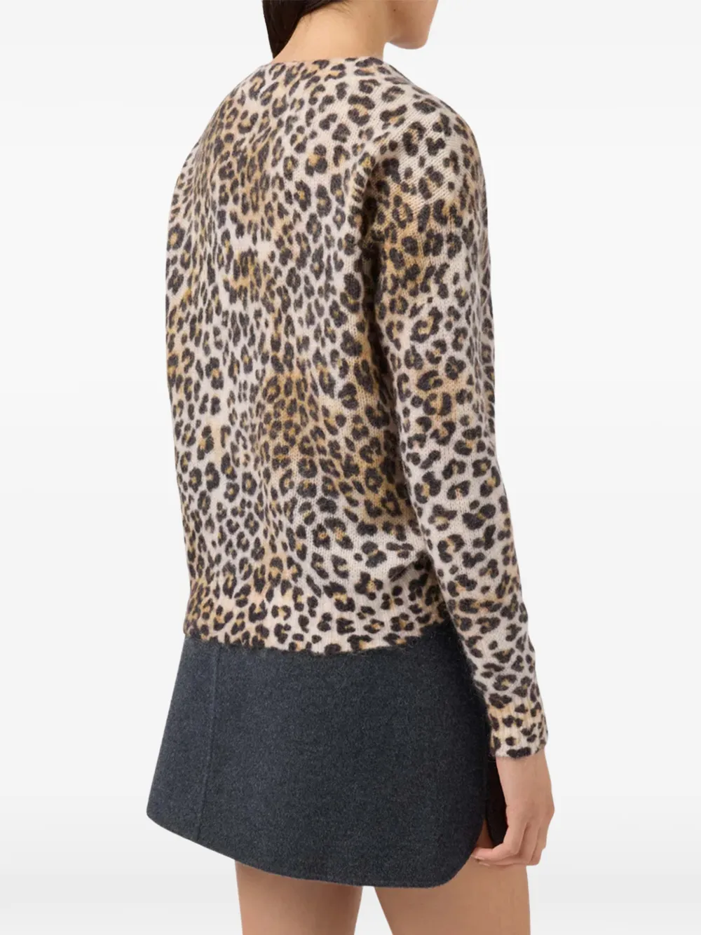 Mc2 Saint Barth Leopard V-neck Sweater In Neutral