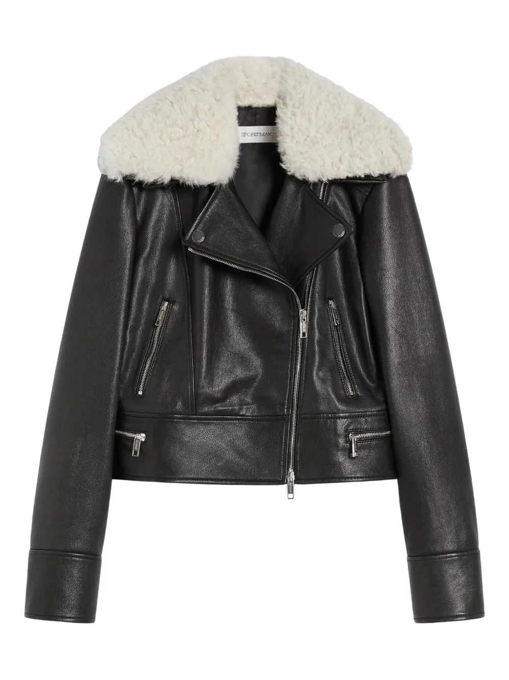 Max Mara shearling collar zip jacket | Black | Image 1