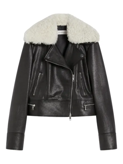 Max Mara shearling collar zip jacket