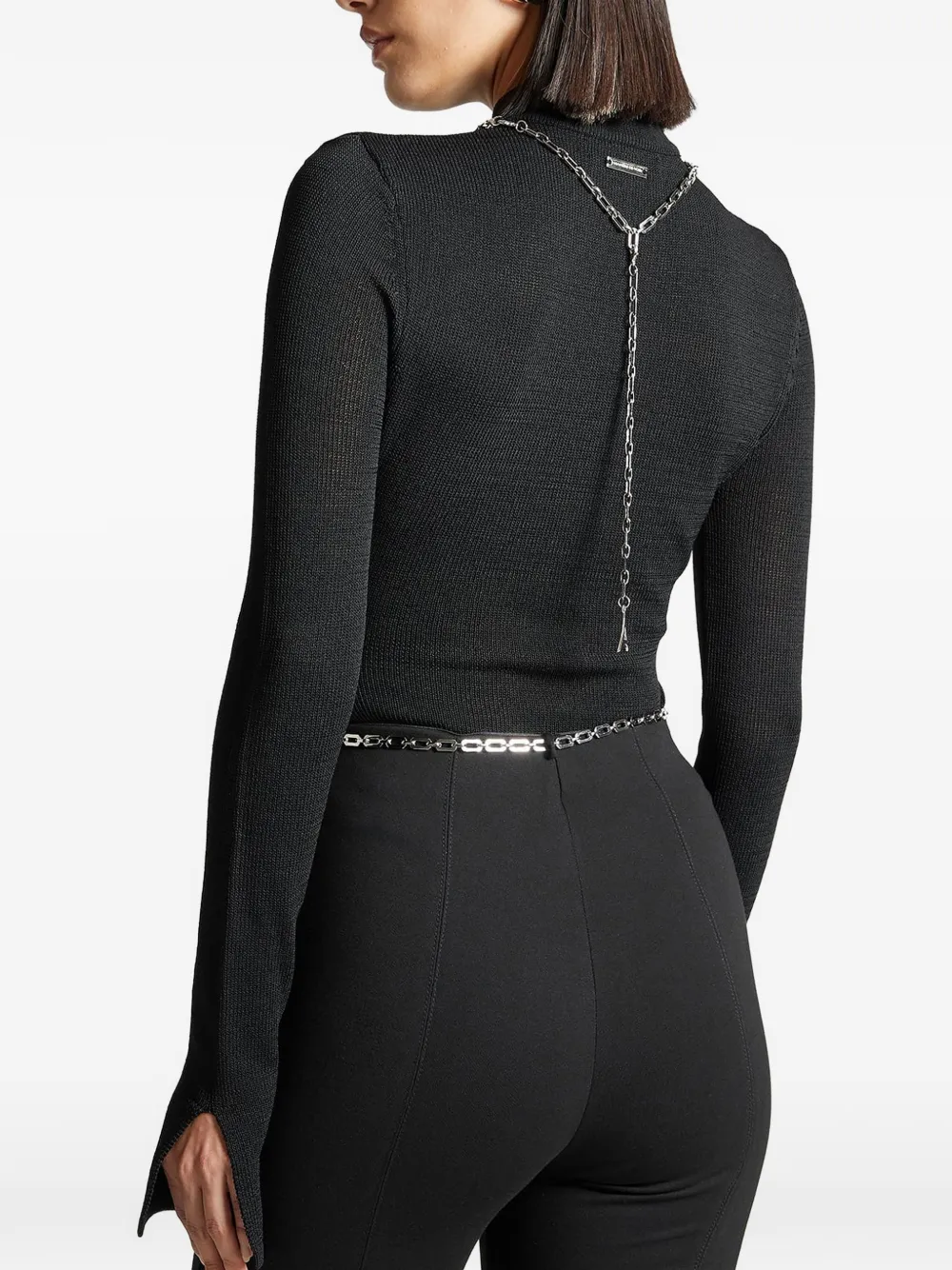 Manière De Voir Underbust Chain-detail Bodysuit In Black