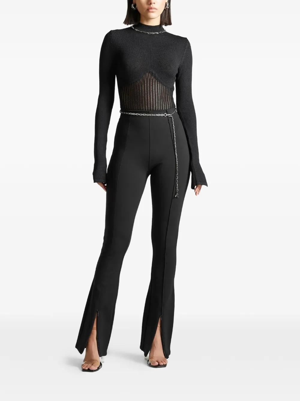 Manière De Voir Underbust Chain-detail Bodysuit In Black