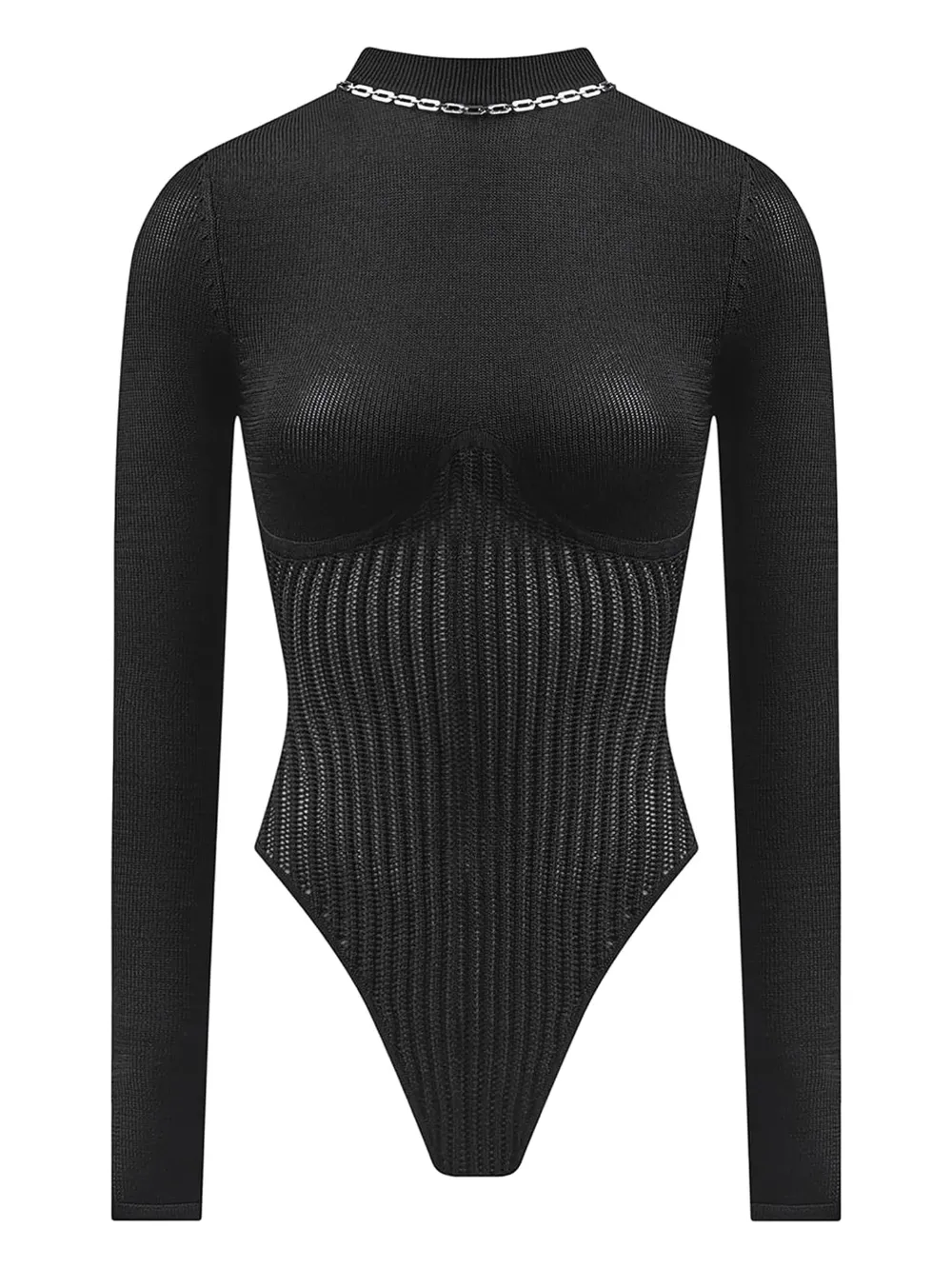 Manière De Voir Underbust Chain-detail Bodysuit In Black