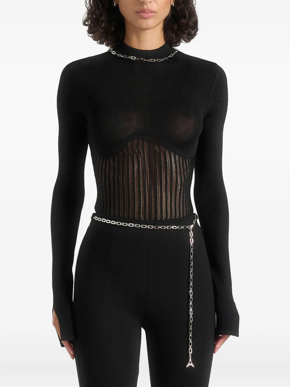 Manière De Voir underbust chain-detail bodysuit - Nero