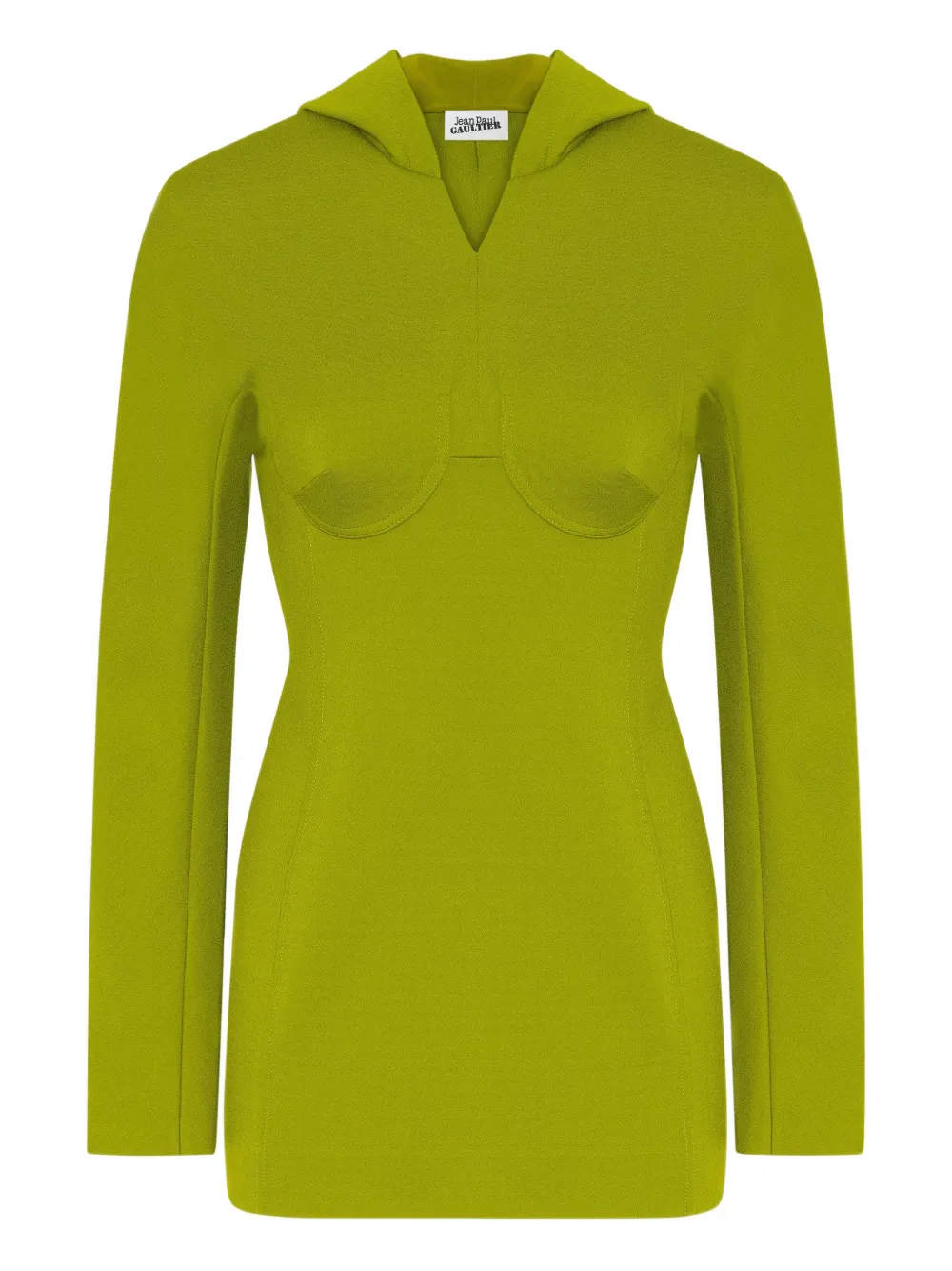Jean Paul Gaultier Hooded Long-sleeves Mini Dress In Green
