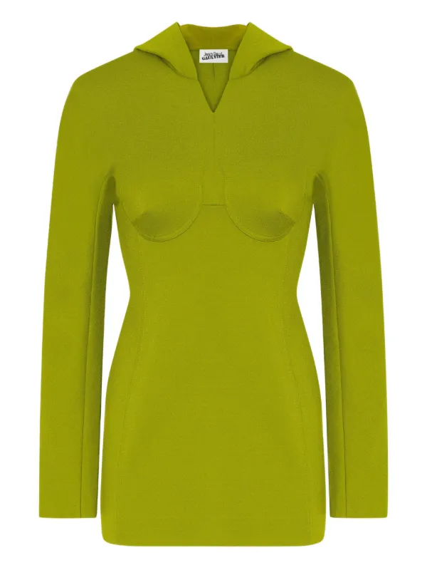 Jean Paul Gaultier Hooded long-sleeves Mini Dress | Green | FARFETCH