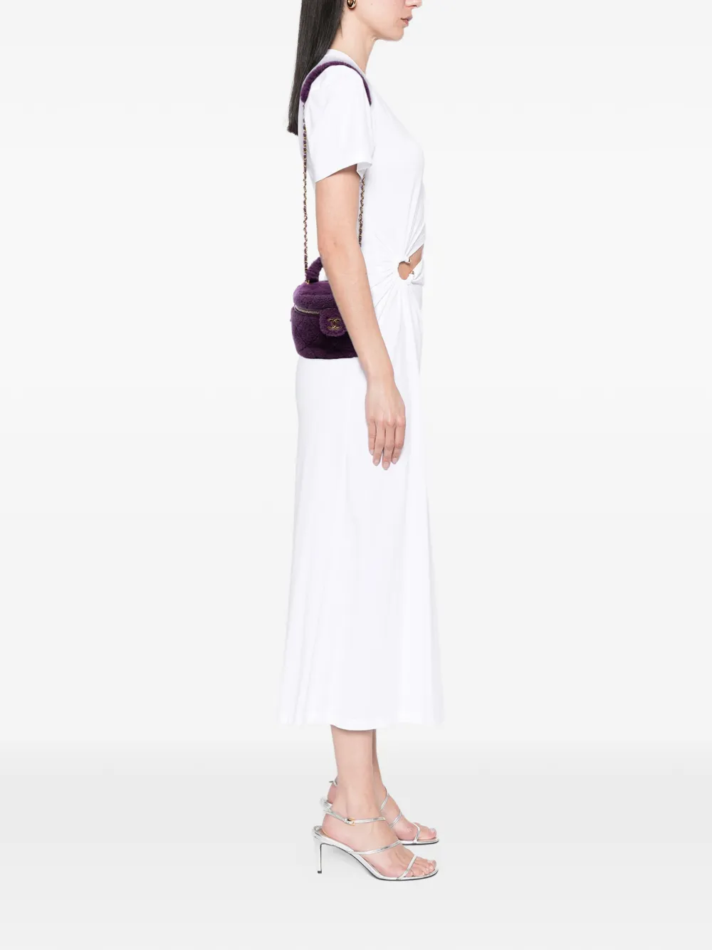 Pre-owned Chanel 2021-2025 Small Quilted Shearling Vanity Case Satchel In Purple