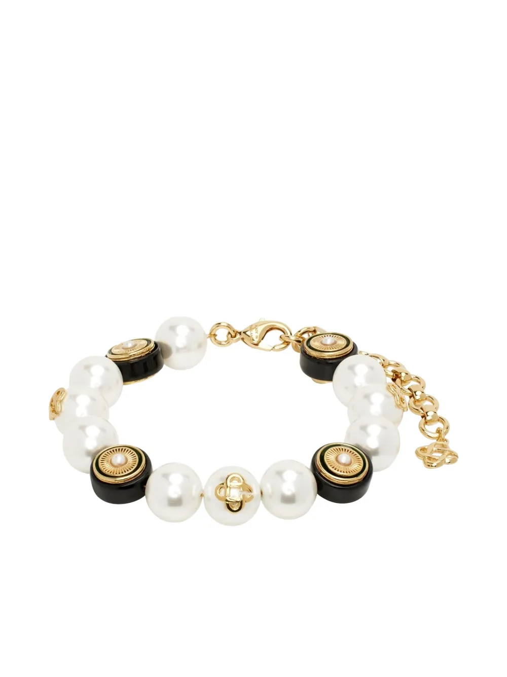 Casablanca spoke wheel pearl charm bracelet - Goud