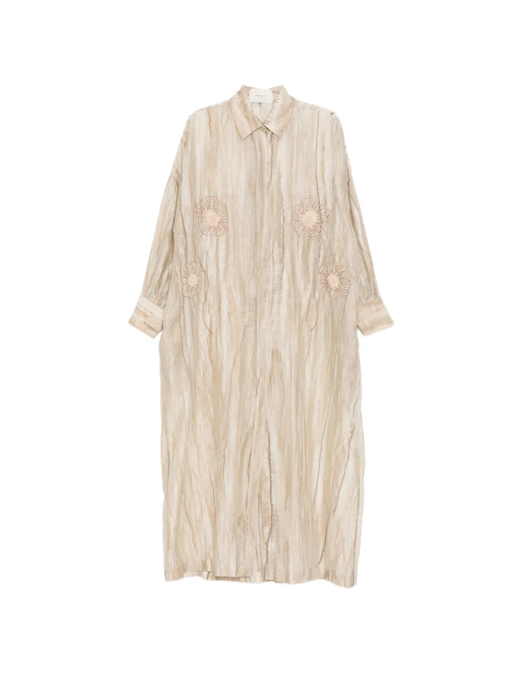 SHATHA ESSA floral embroidered shirt dress - Neutrals