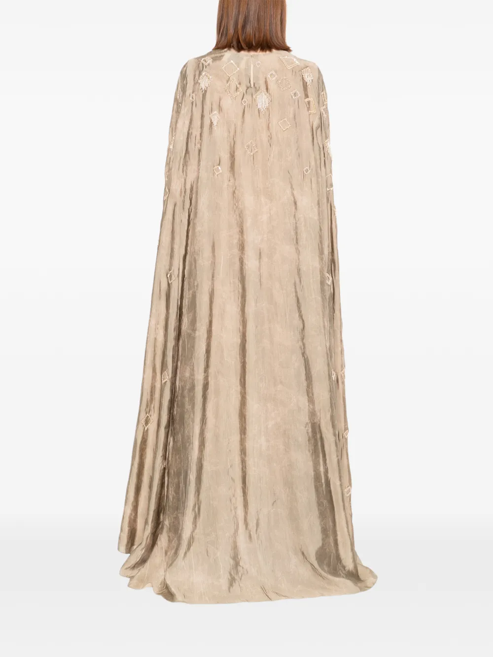 SHATHA ESSA Jurk verfraaid met kwastje en cape Beige