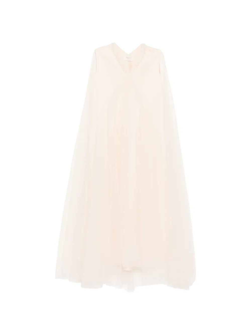 SHATHA ESSA Abito lungo con decorazione in perle sintetiche - Toni neutri