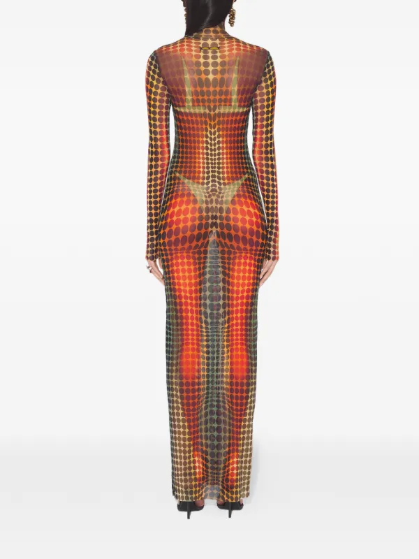 jean paul maxi dress Jean Paul Gaultier double-layered Printed Maxi Dress | Green