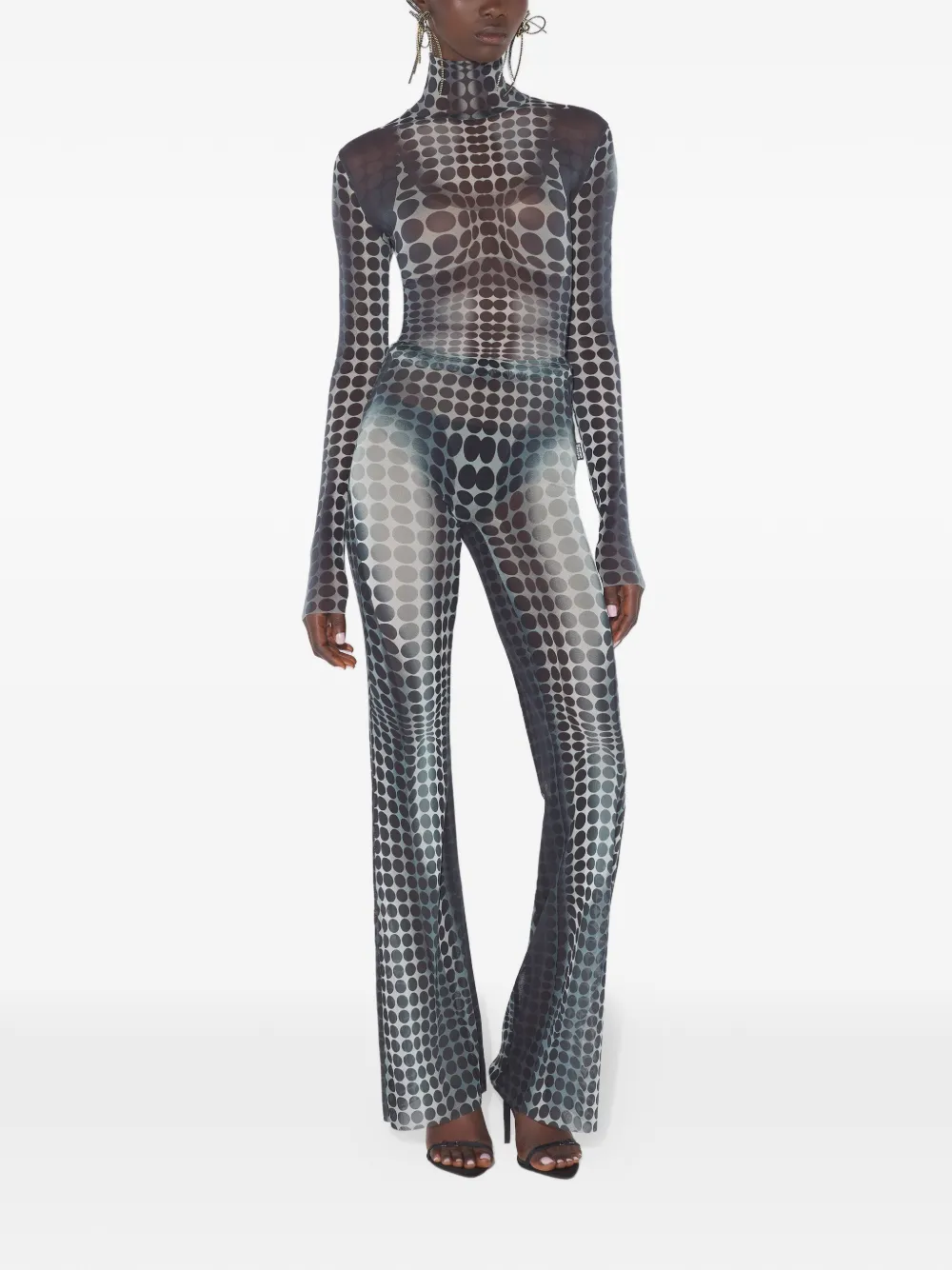 Jean Paul Gaultier Broek met elastische taille en stippen Grijs