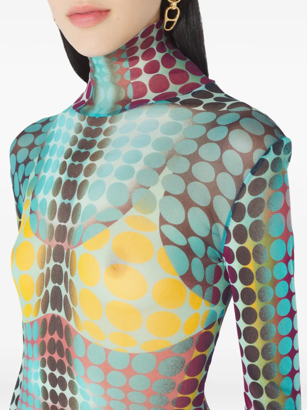 Jean Paul Gaultier Long-sleeve Dots Maxi Dress In Blue