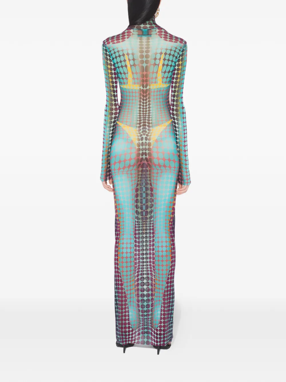 Jean Paul Gaultier Long-sleeve Dots Maxi Dress In Blue