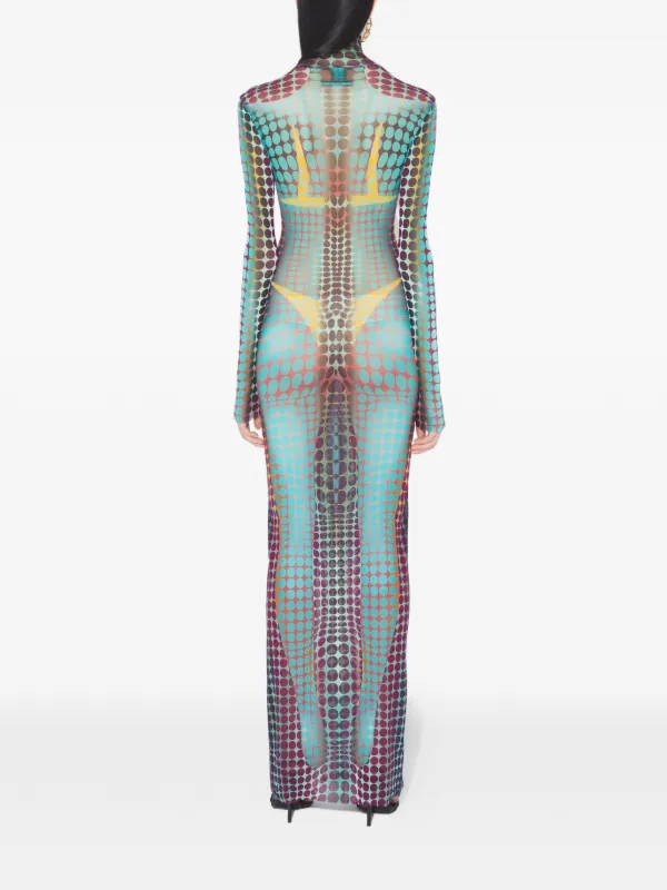 jean paul maxi dress Jean Paul Gaultier High-neck Dots Print Maxi Dress