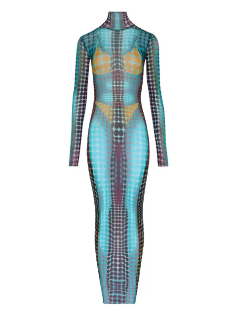 Jean Paul Gaultier long-sleeve dots maxi dress