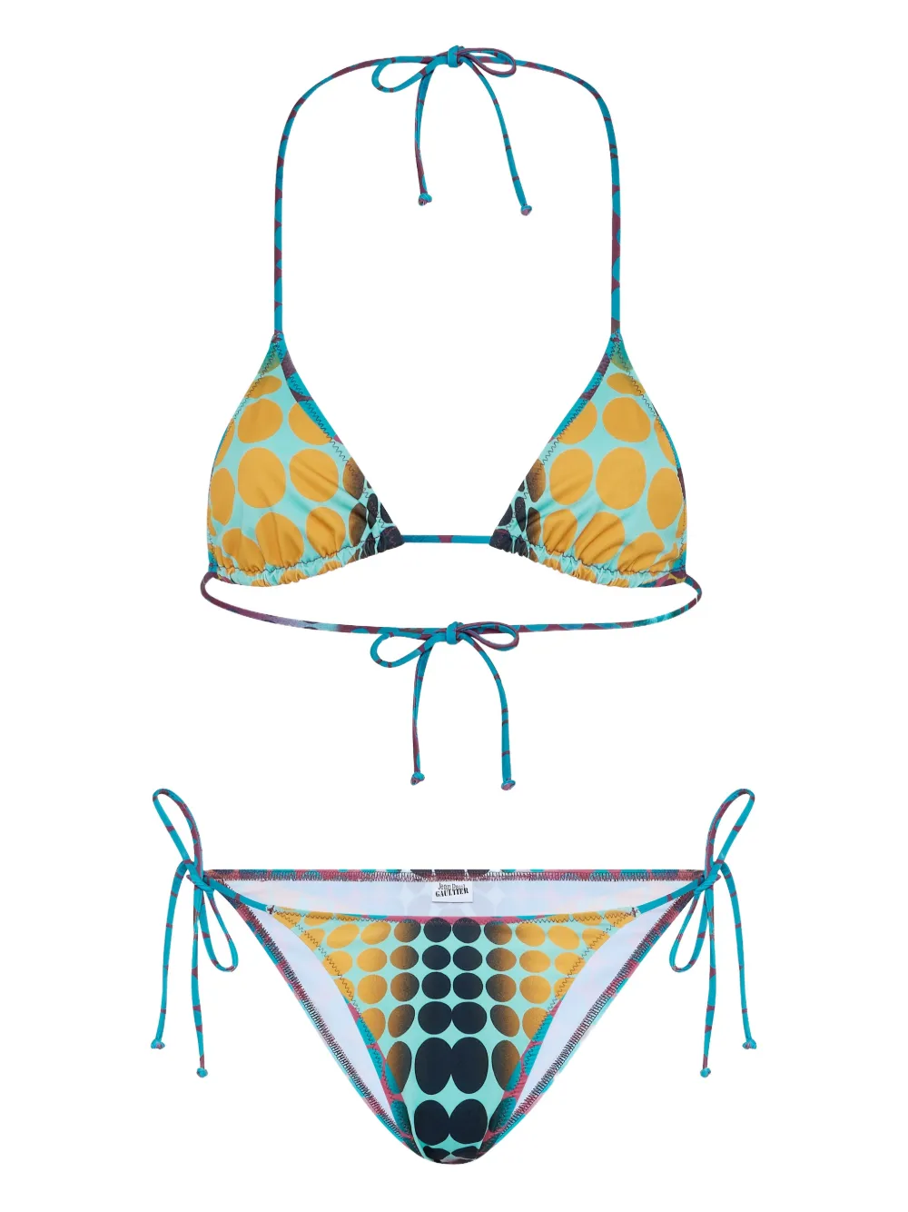 Jean Paul Gaultier Printed Tie Bikini Set In Yellow