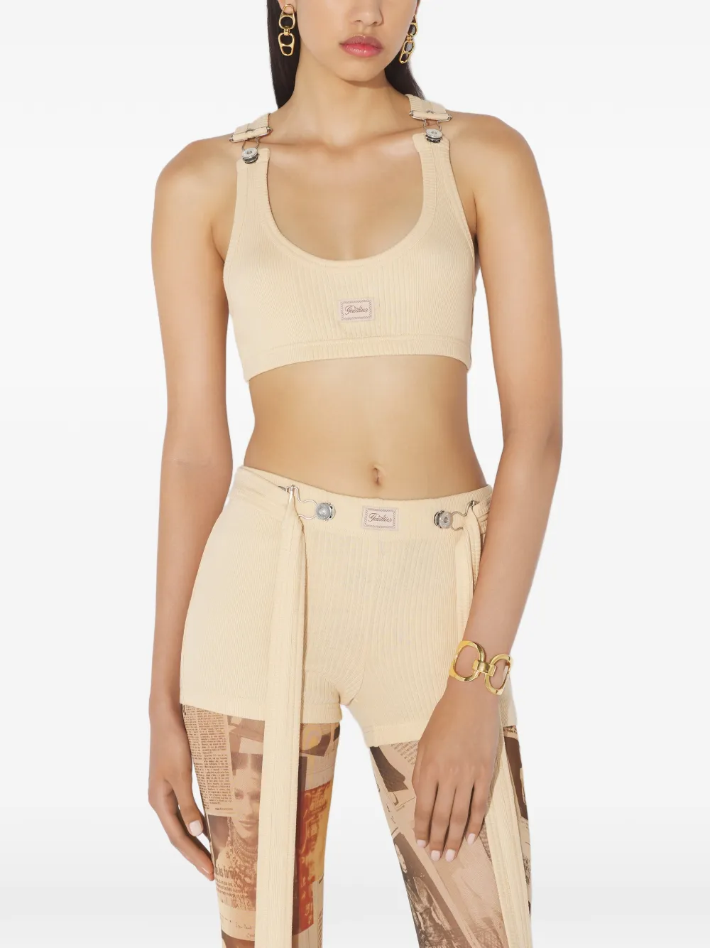 Jean Paul Gaultier Ribbed Buckled Top | Neutrals | FARFETCH