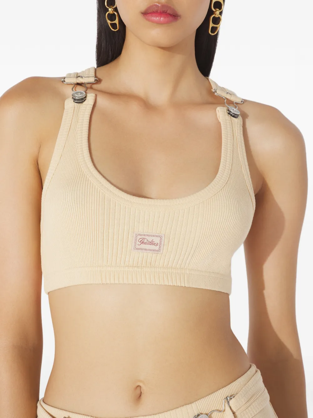 Jean Paul Gaultier Ribbed Buckled Top | Neutrals | FARFETCH
