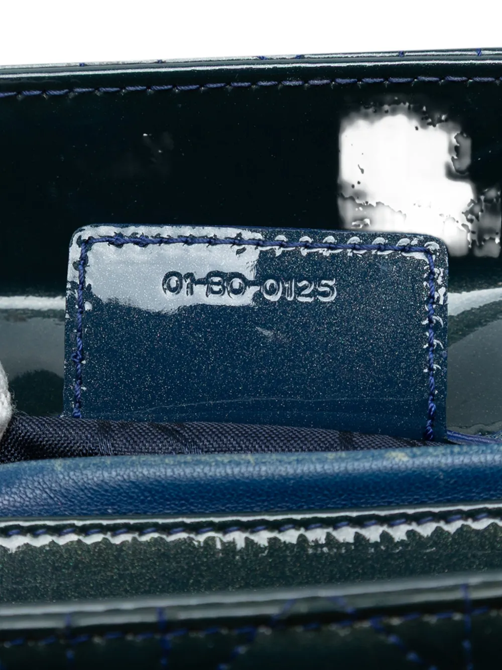 DIOR Pre-owned 2015 Medium Patent Cannage Lady Satchel In Blue