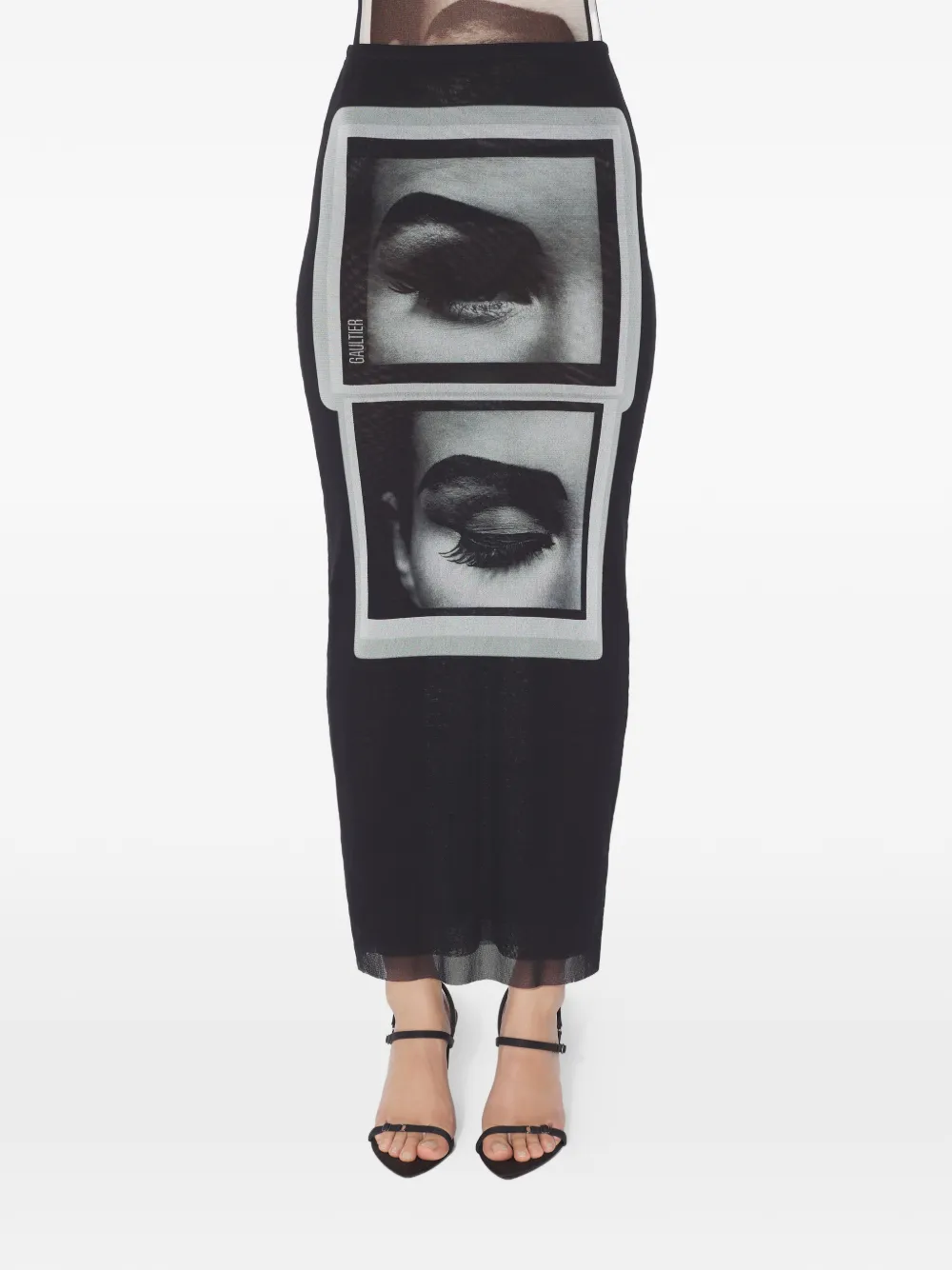 Jean Paul Gaultier Printed Maxi Skirt In Black