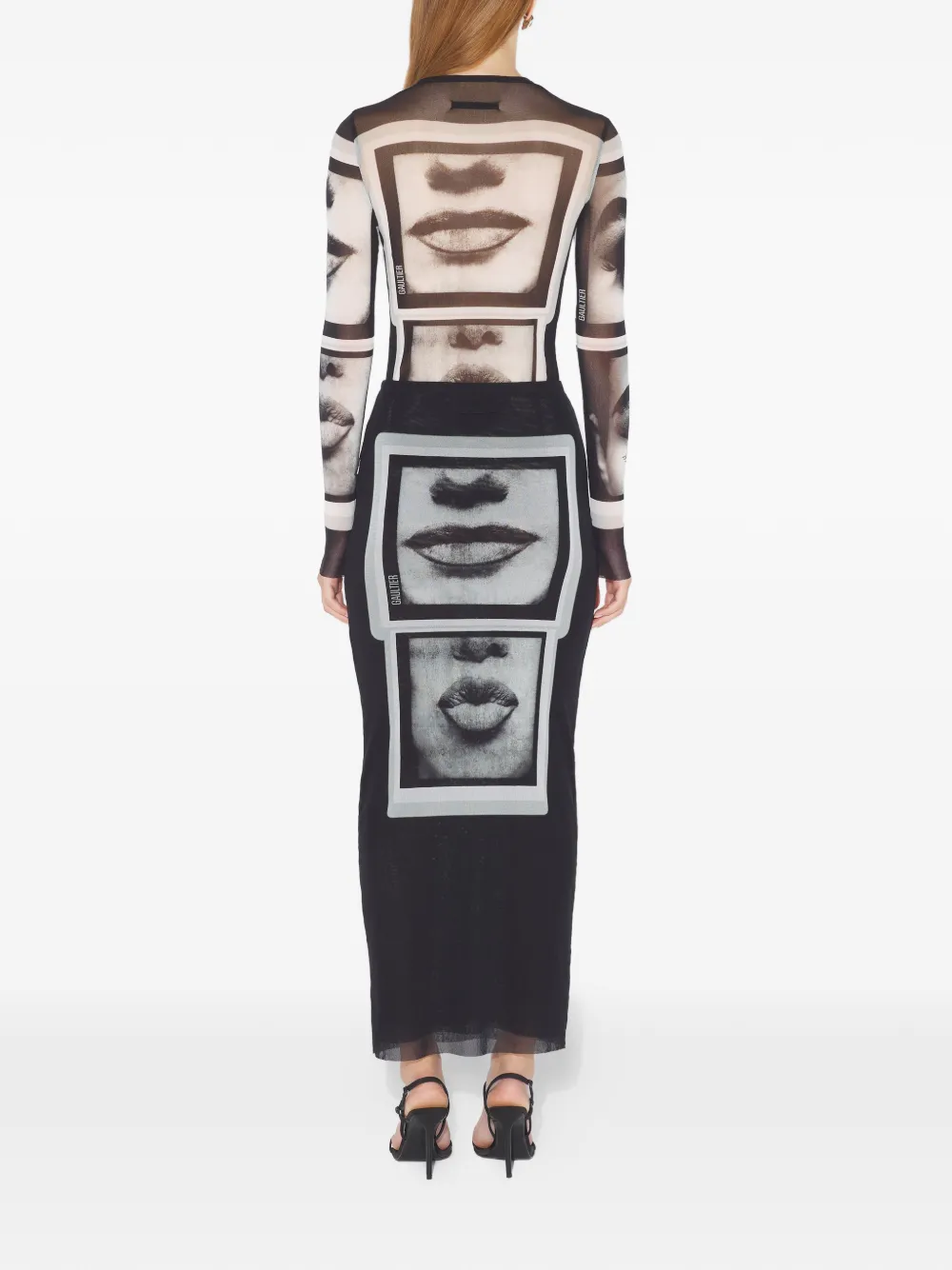 Jean Paul Gaultier Printed Maxi Skirt In Black