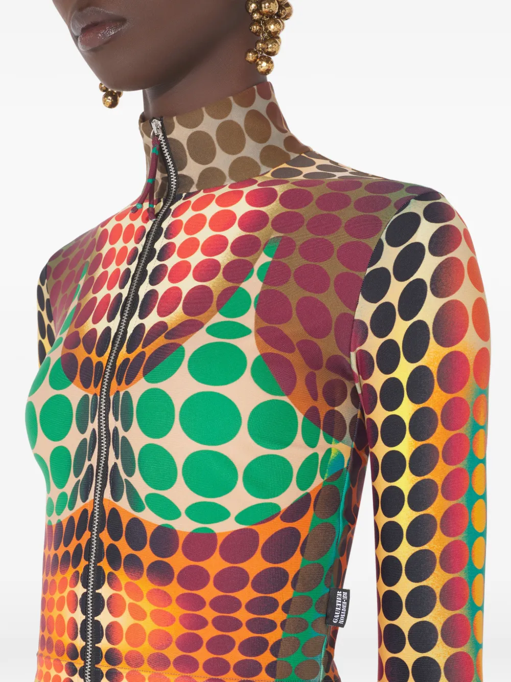 Jean Paul Gaultier High-neck Zip-up Top In Multi